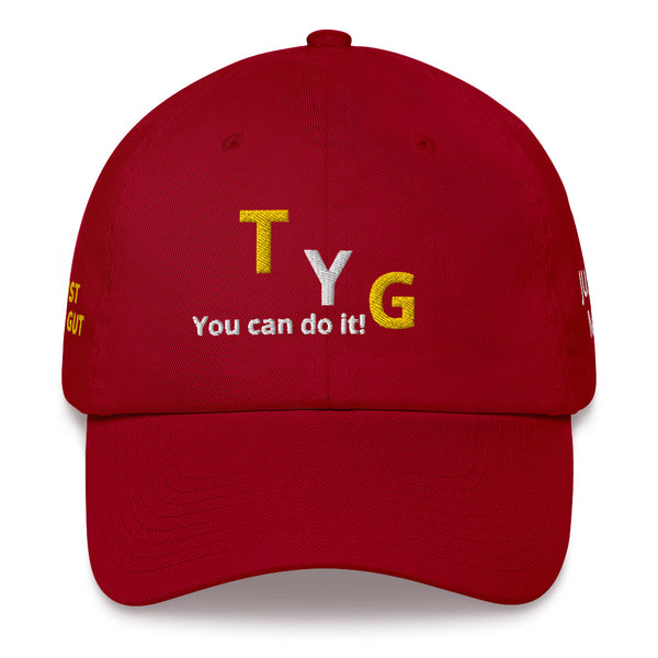 Hoodies4You "TYG" "You can do it!" Black hat w/gold and white letters