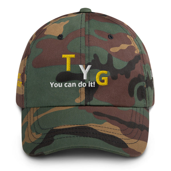 Hoodies4You "TYG" "You can do it!" Black hat w/gold and white letters