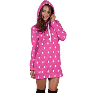 Hoodies4you "Look like Barbie" Pink Hoodie Dress w/white polka dots
