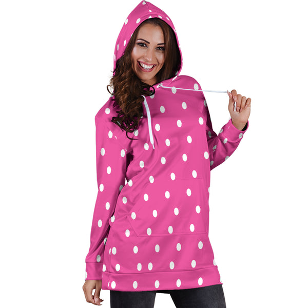 Hoodies4you "Look like Barbie" Pink Hoodie Dress w/white polka dots