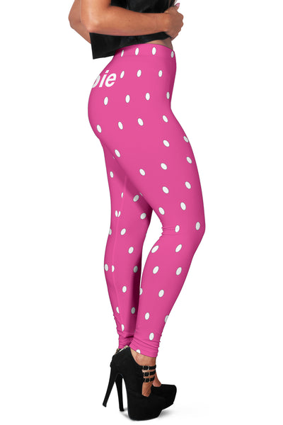 Hoodies4you "Look like Barbie" "Halloween Pink Leggings w/White Polka Dots (Barbie)