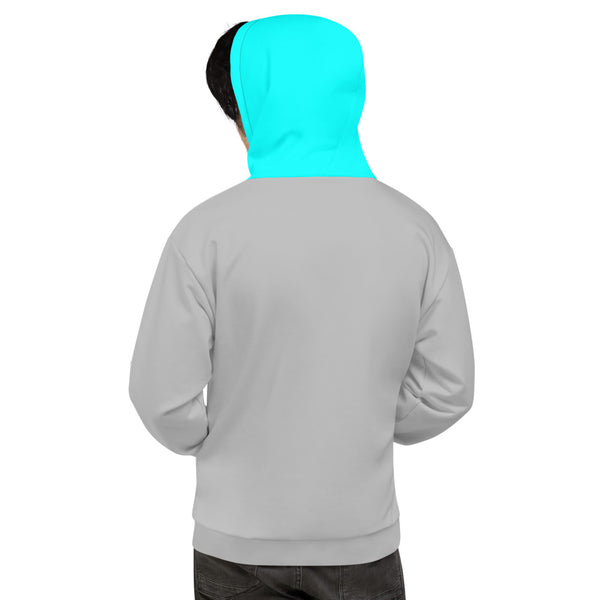 Hoodies4you "Just Me" "Trust Your Gut" Grey w/Aqua Blue Cuffs and Hood