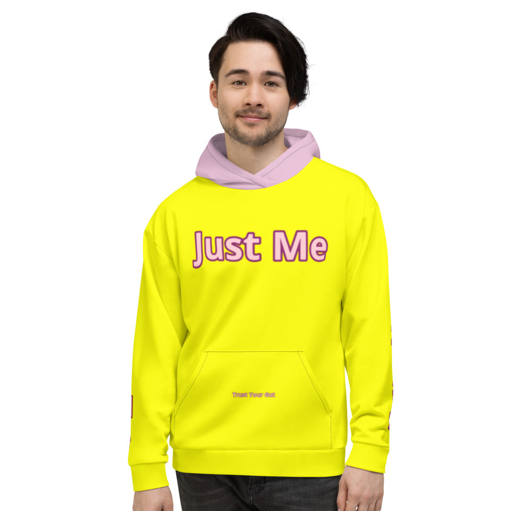 Hoodies4you "Just Me" "Trust Your Gut" Yellow w/Bubble Gum Pink Hood