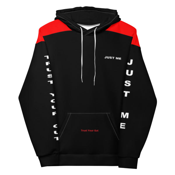 Hoodies4you "Just Me" "Trust Your Gut" Black w/Red Stripes Hoodie
