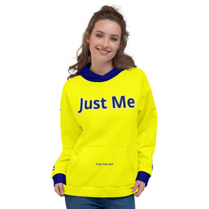Hoodies4you "Just Me" "Trust Your Gut" Yellow w/Navy Blue Cuffs and Hood