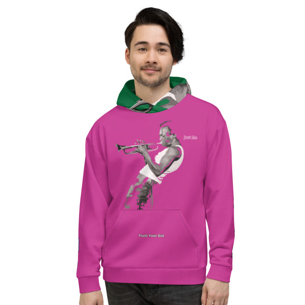Hoodies4you "Just Me" "Trust Your Gut" Miles Davis Pink w/Forest Green Hood