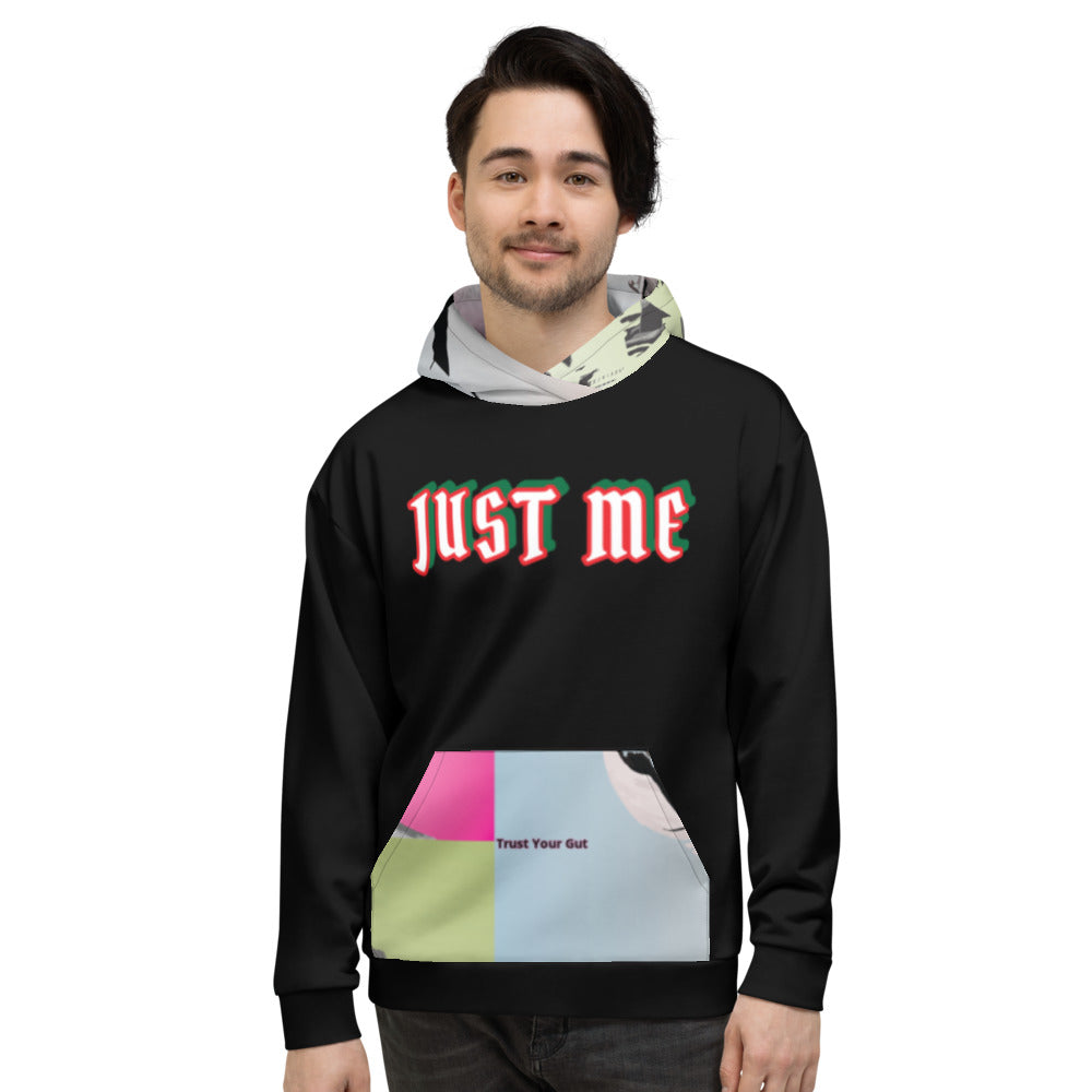 Hoodies4You "Just Me" "Trust Your Gut" Men's Black w/Colorful Hoodie