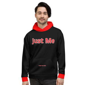 Hoodies4you "Just Me" "Trust Your Gut" Black w/Red Cuffs and Hood