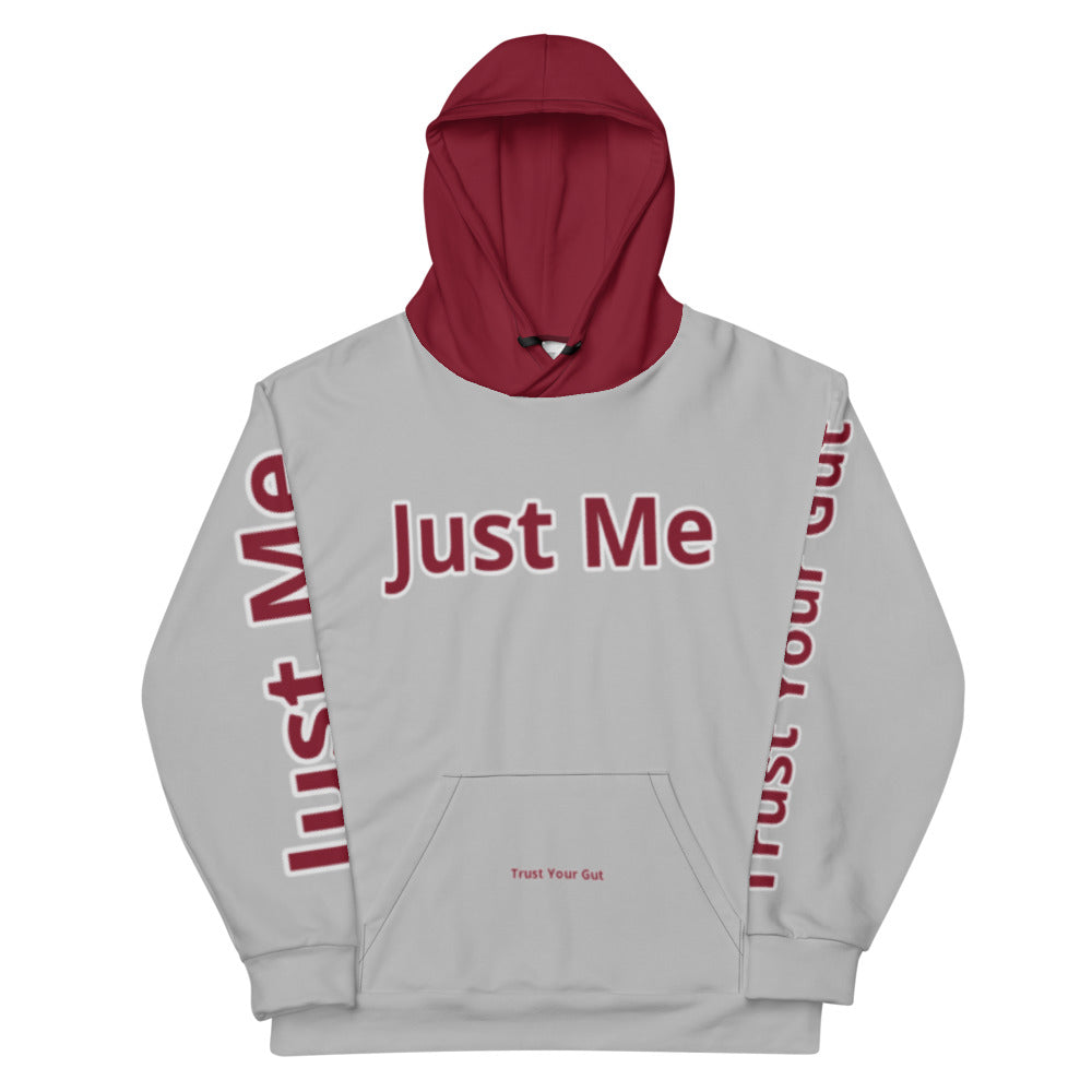 Hoodies4You "Just Me" "Trust Your Gut" Grey w/Burgundy Letters and Hood