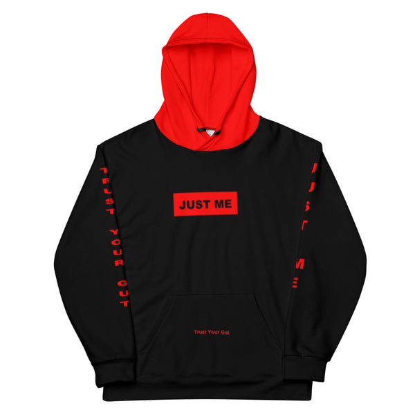 Hoodies4You "Just Me" "Trust Your Gut" Black w/Red Letters and Hood