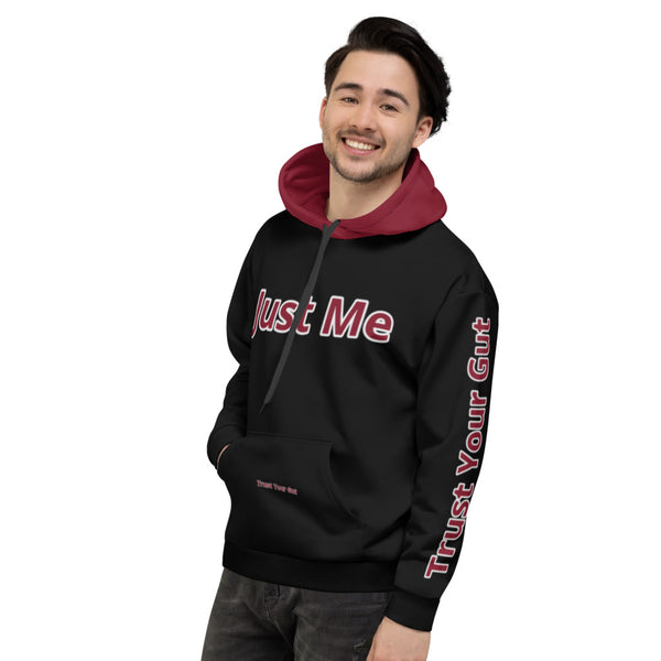 Hoodies4You "Just Me" "Trust Your Gut" Black w/Ruby Red Hood
