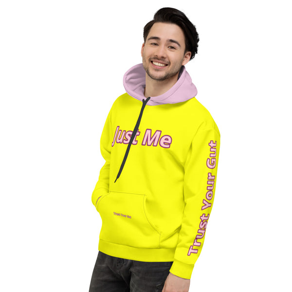 Hoodies4you "Just Me" "Trust Your Gut" Yellow w/Bubble Gum Pink Hood