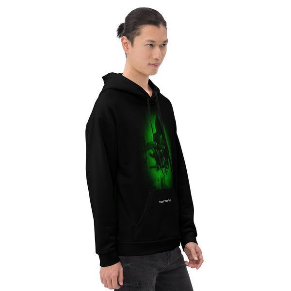 Hoodies4You "Just Me" Green "Just Me" "Leave Me Alone" Back and Front w/Black Hood