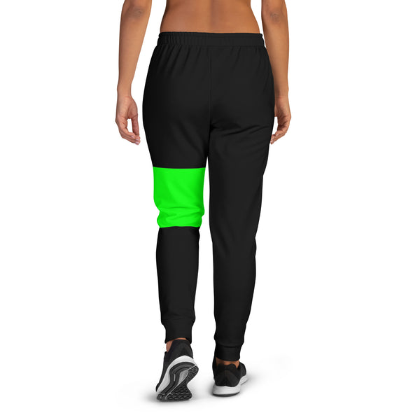 Hoodies4you "Just Me" Black/Green Women's Joggers Pants #028