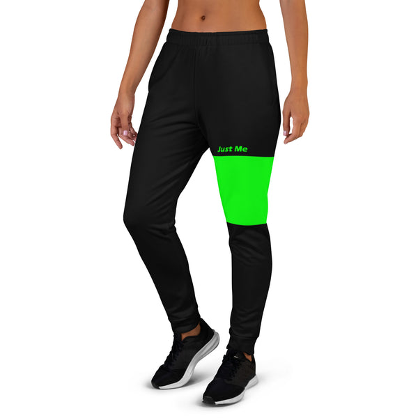 Hoodies4you "Just Me" Black/Green Women's Joggers Pants #028
